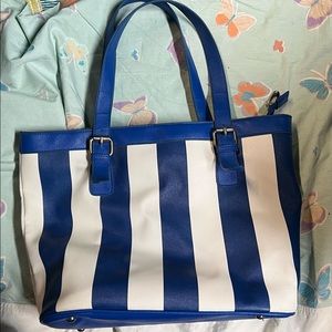 Royal blue and white purse